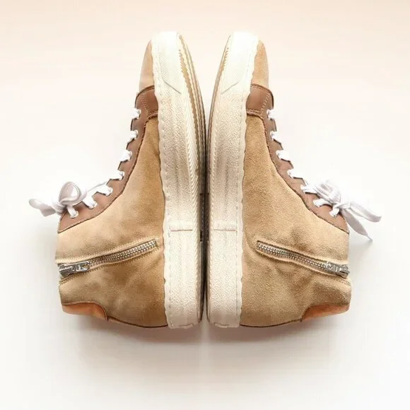 The Shoe Box Beige Suede & Brown Leather High Top Sneakers Lace-up w Star 8.5 - Picture 12 of 16